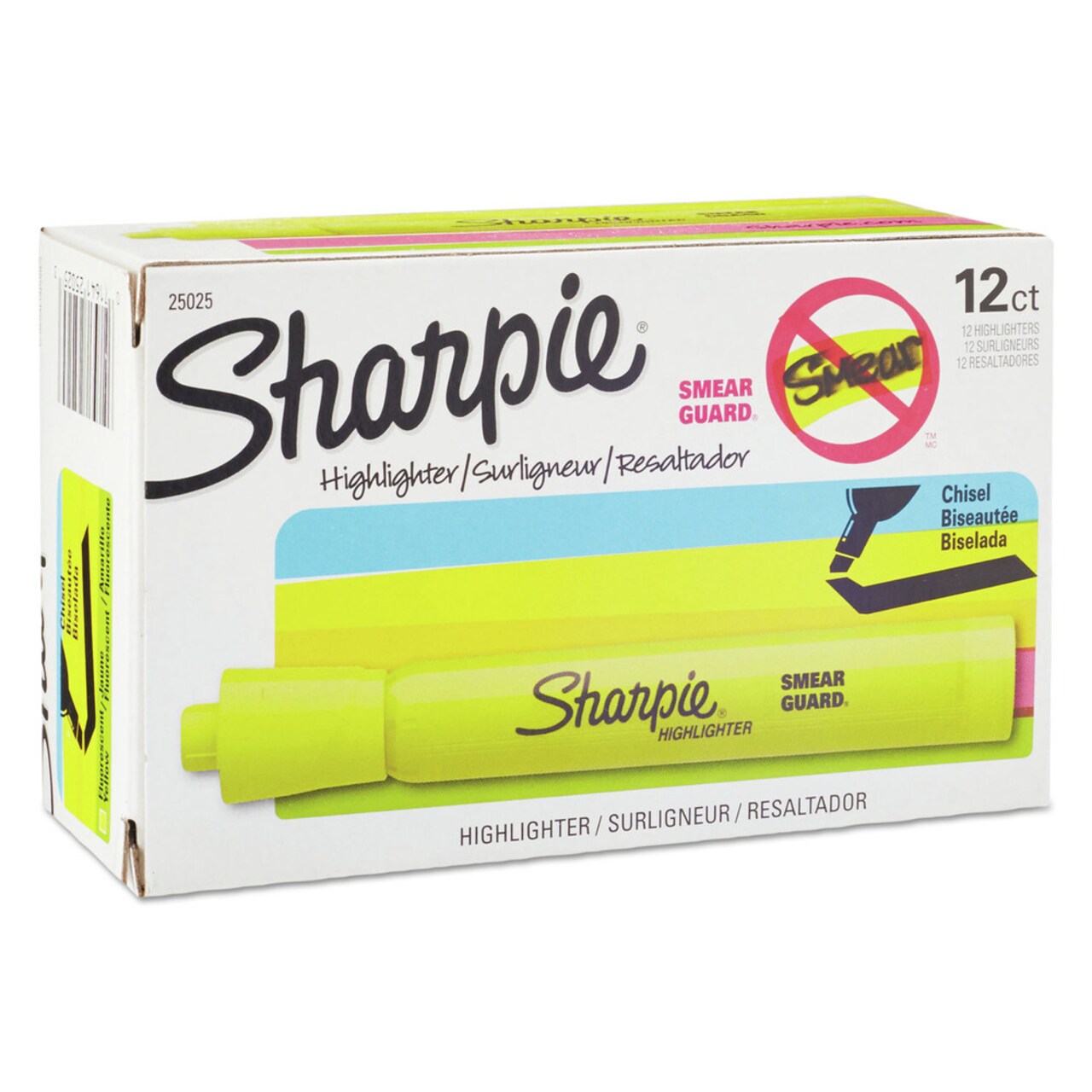 Sharpie Chisel Tip Tank Style Highlighters - Fluorescent Yellow Ink/Yellow Barrel (1-Dozen)